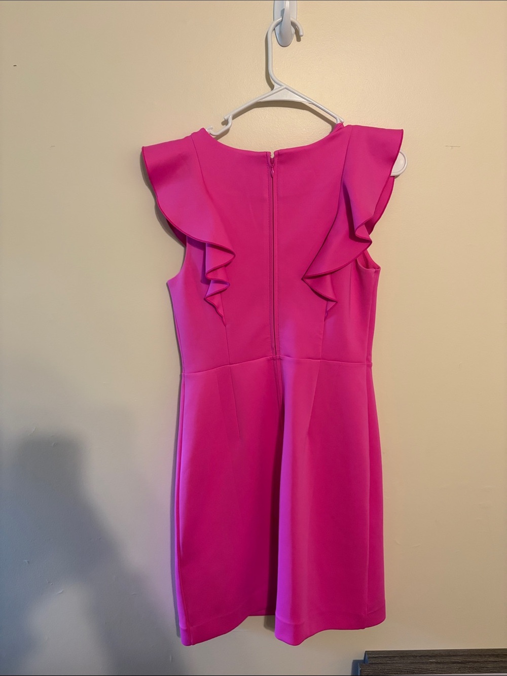 Fuchsia Ruffle V-Neck Dress - Picture 5 of 6